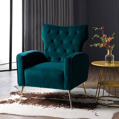 Danita Contemporary Accent Tufted Chair With Metal Legs By HULALA HOME