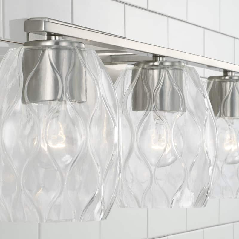 Lucas 3-light Bath/ Vanity Fixture w/ Wavy Embossed Glass
