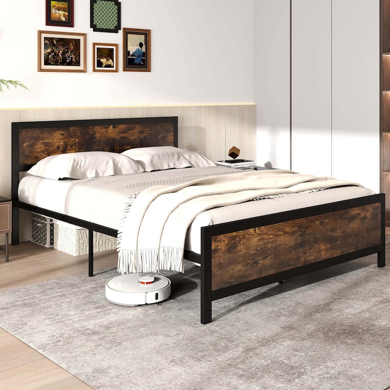 Costway Twin/Full/Queen Size Metal Bed Frame with Headboard &