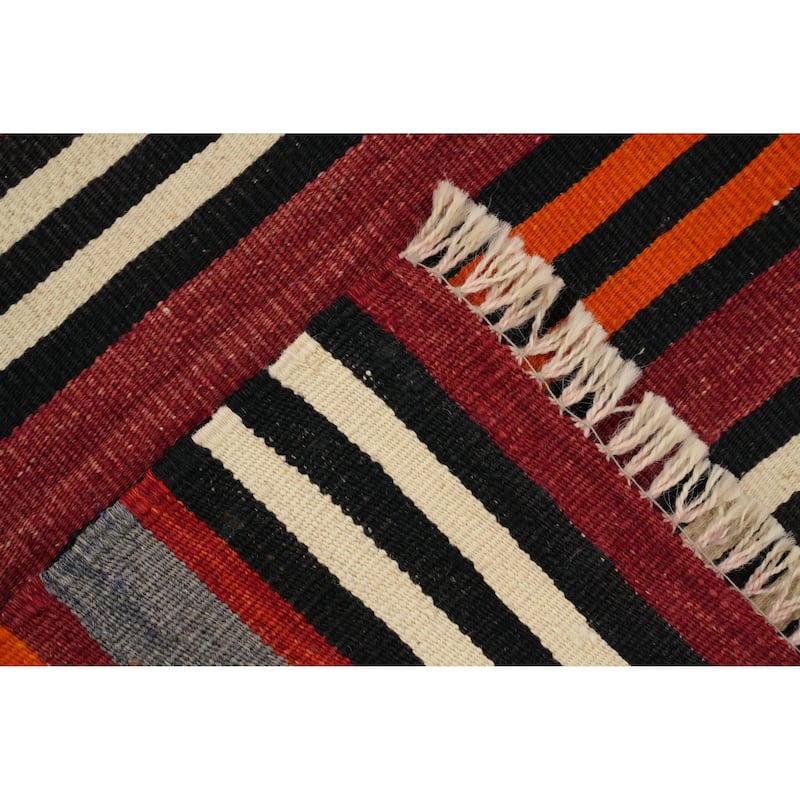 Hand Woven Oriental 100% Wool Carpet Southwestern Geometric Multi-Colored Kilim Area Rug - 9' 9'' X 4' 9''