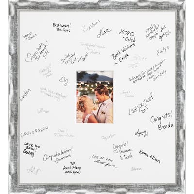 Wave Signature Mat Picture Frame - Autograph Photo Frame Guest Book Alternative for Weddings, Graduations, or Retirement