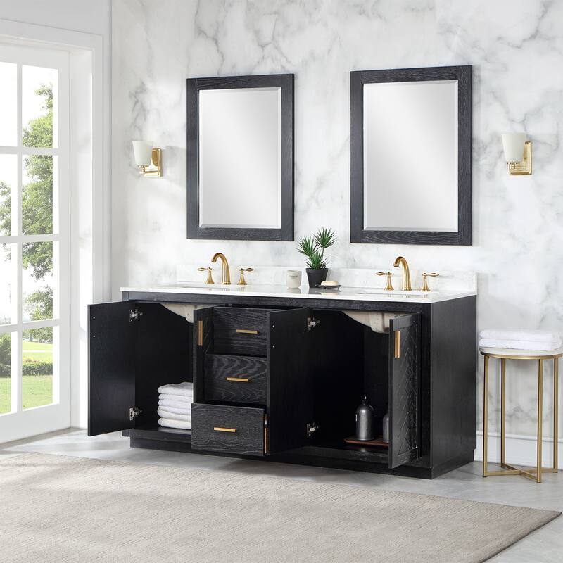 Altair Gazsi Bathroom Vanity with Composite Stone Countertop with Mirror