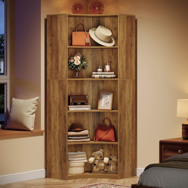 6-Tier Corner Bookshelf/Bookcase, 70.9" Corner Shelf, Storage Cabinet for Living Room, Kitchen, Home Office