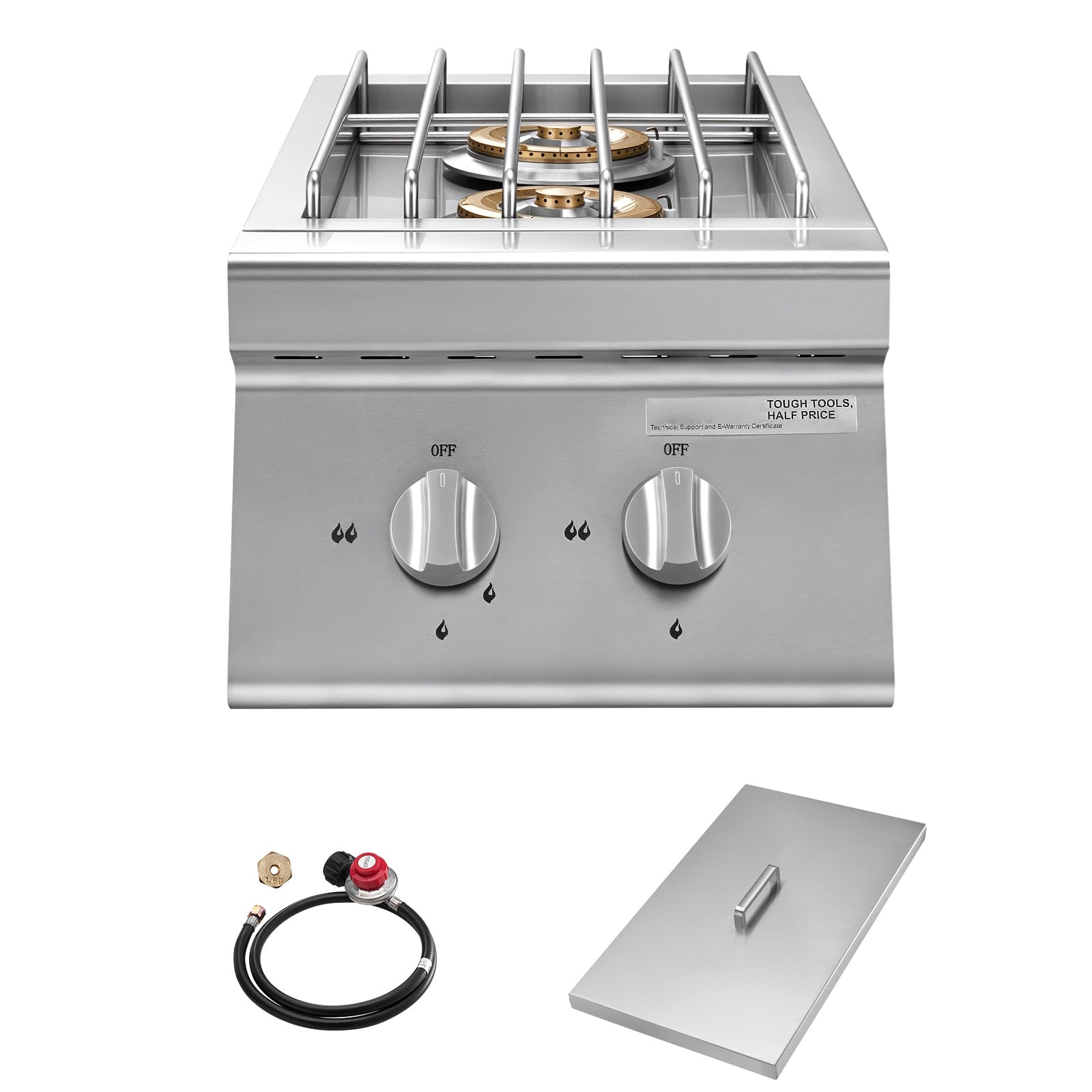 UIMOSO Double Grilling Side Burners, 2 x 15,000BTU Liquid Propane Side Burner for Outdoor Kitchen, Convertible to Natural Gas