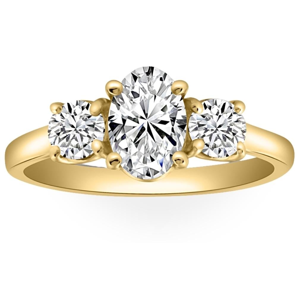 Bliss Diamond VS 2Ct TW Oval Lab Grown 3-Stone Diamond Engagement Ring in White or Yellow Gold