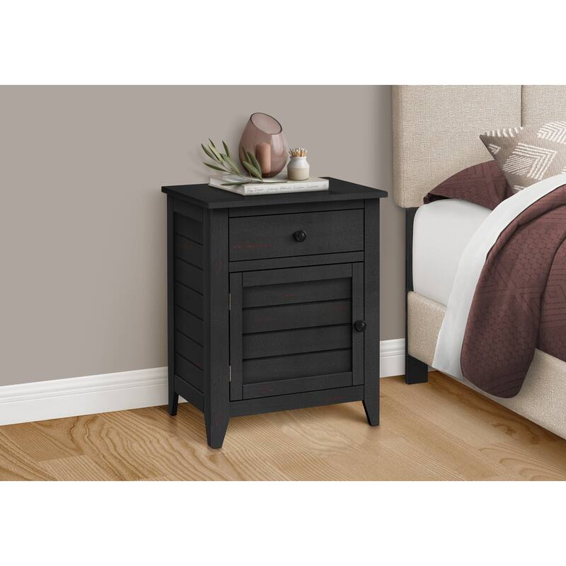 Accent Table, Nightstand, Storage Drawer, End, Side Table, Bedroom, Lamp, Storage, Black Veneer, Transitional