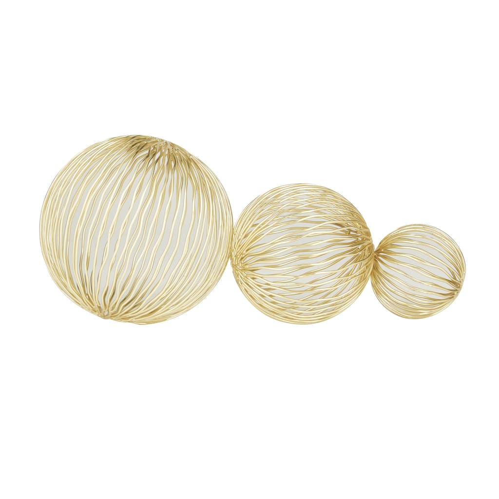 Metal Geometric Decorative Sculpture - Set of 3 Gold or Gray - CosmoLiving by Cosmopolitan