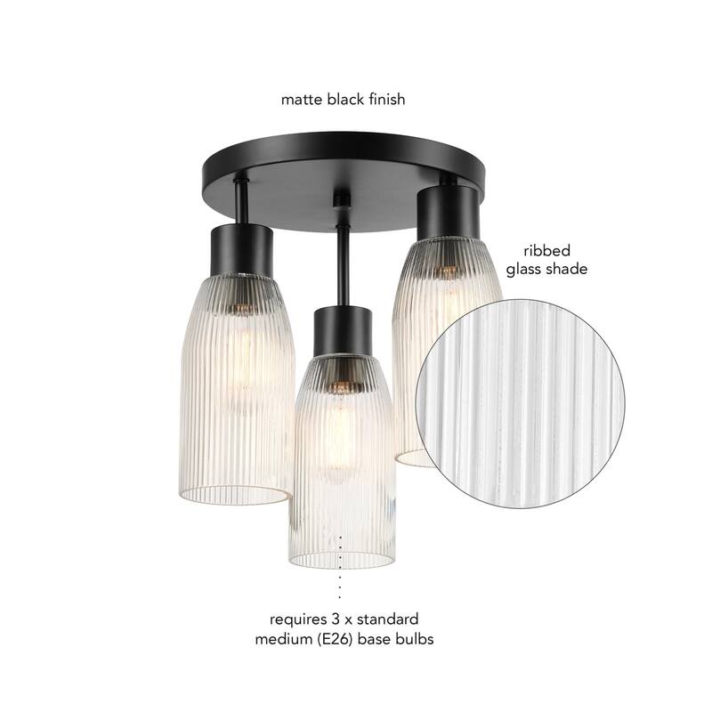 Globe Electric 91009615 Tulip 3 Light 13" Wide Semi-flush Ceiling