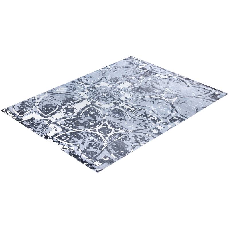 Modern One-of-a-Kind Hand-Knotted Area Rug, Blue - 9' 1" x 12' 1"