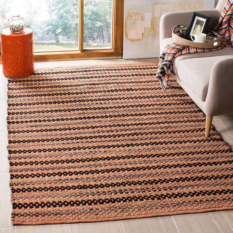 SAFAVIEH Handmade Cape Cod Egle Coastal Jute Rug - 8' x 10' - Orange/Black