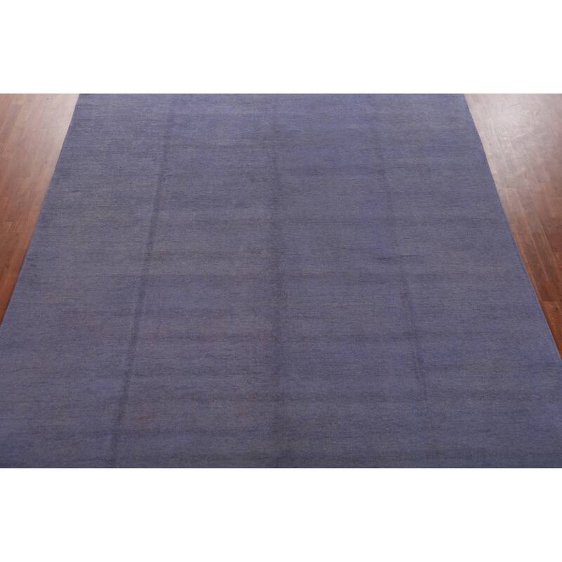 Hand Knotted Oriental 100% Wool Carpet Modern Solid Navy Blue & Blues Gabbeh Area Rug - 13' 10'' X 10' 1''