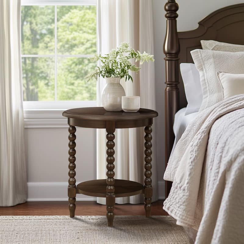Martha Stewart Philippe Round End Table with Shelf - 20"Dia x 24"H