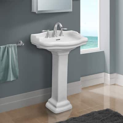 Fine Fixtures Roosevelt Pedestal Sink For Bathroom - Vitreous China Ceramic Material