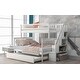 preview thumbnail 16 of 24, Lodge Design Twin over Full Wood Bunk Bed with Trundle,Staircase with Storage Shelves,High Safety Guardrail