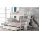 preview thumbnail 3 of 11, White Twin over Full Pine Wood Bunk Bed with Trundle and Staircase