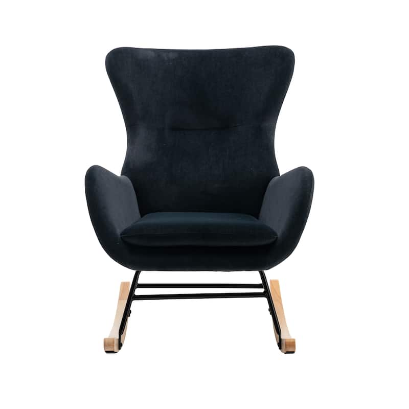 Velvet Fabric Padded Seat Rocking Chair