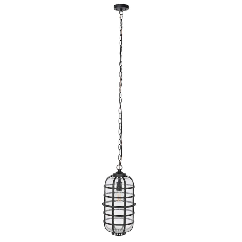 SAFAVIEH Lighting Kasimira 8" Modern & Contemporary Outdoor Pendant - 8" W x 8" D x 17" H - Black - 8Wx8Dx17H