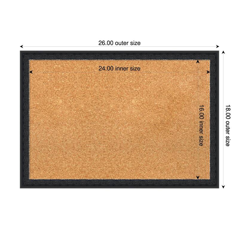 Bethany Black Wood Framed Cork Board - Bulletin Board, Organization Board, Pin Board - Natural - 26 x 18 in