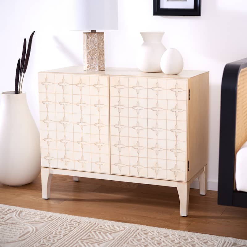 SAFAVIEH Azzie Antique White 2 Door 1-Shelf Chest - Antique White