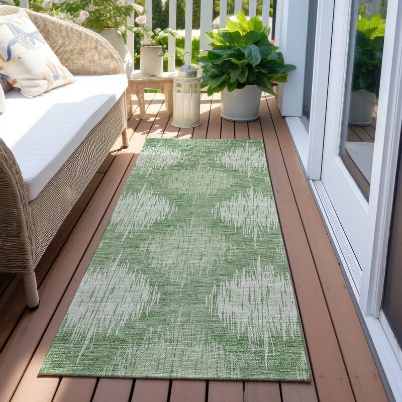 Machine Washable Indoor/ Outdoor Chantille Contemporary Geo Rug - Mint - 2'3" x 7'6"