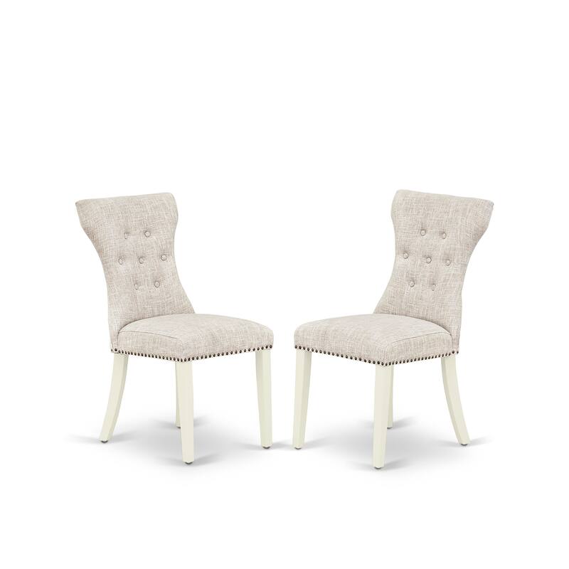 East West Furniture 5 Piece Dining Table Set- A Round Kitchen Table and 4 Linen Fabric Parson Chairs,(Finish Options)