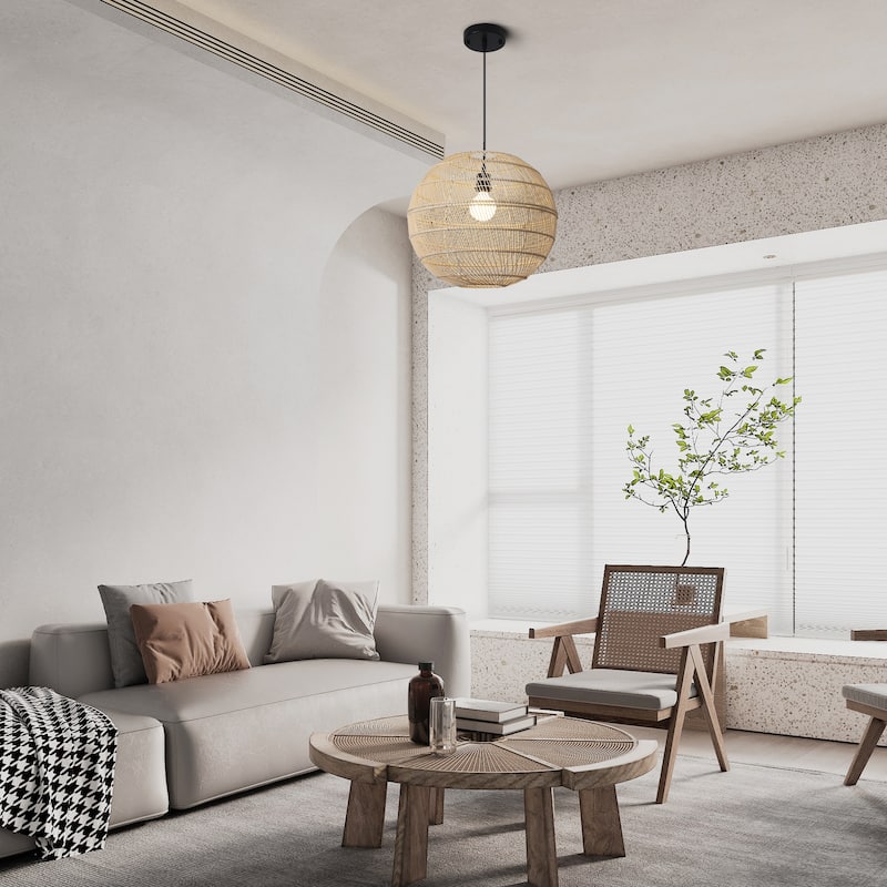 Hand-woven Rattan Pendant Light for - W17.9' X H 16.14' - N/A