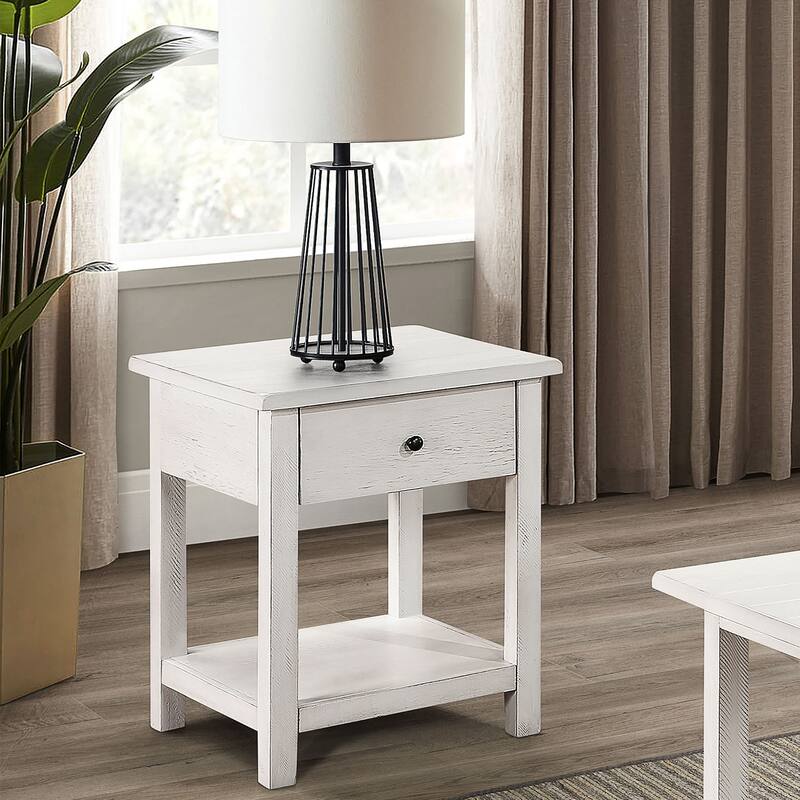 1 Drawer and 1 Shelf Wooden End Table
