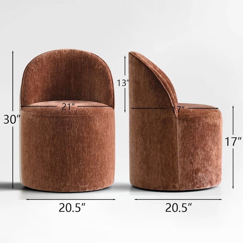 Chenille Rolling Upholstered Dining Chair with Wheels (Set of 4)