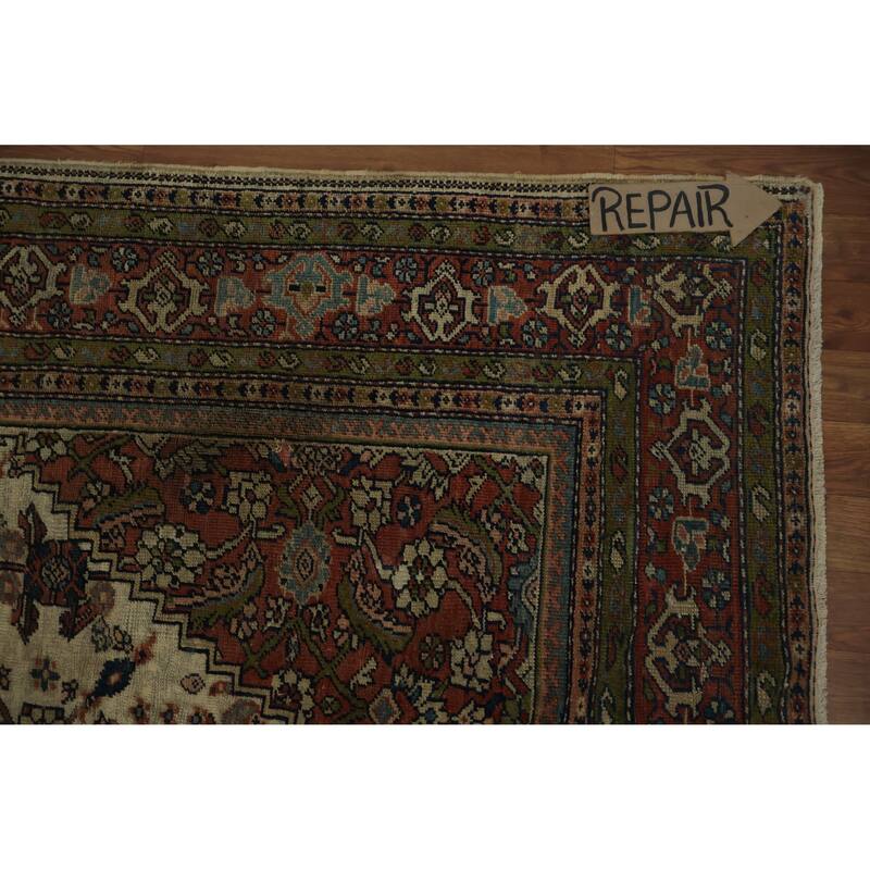 Hand Knotted Oriental 100% Wool Carpet Traditional Medallion Beige & Ivories Sultanabad Area Rug - 11' 9'' X 8' 4''
