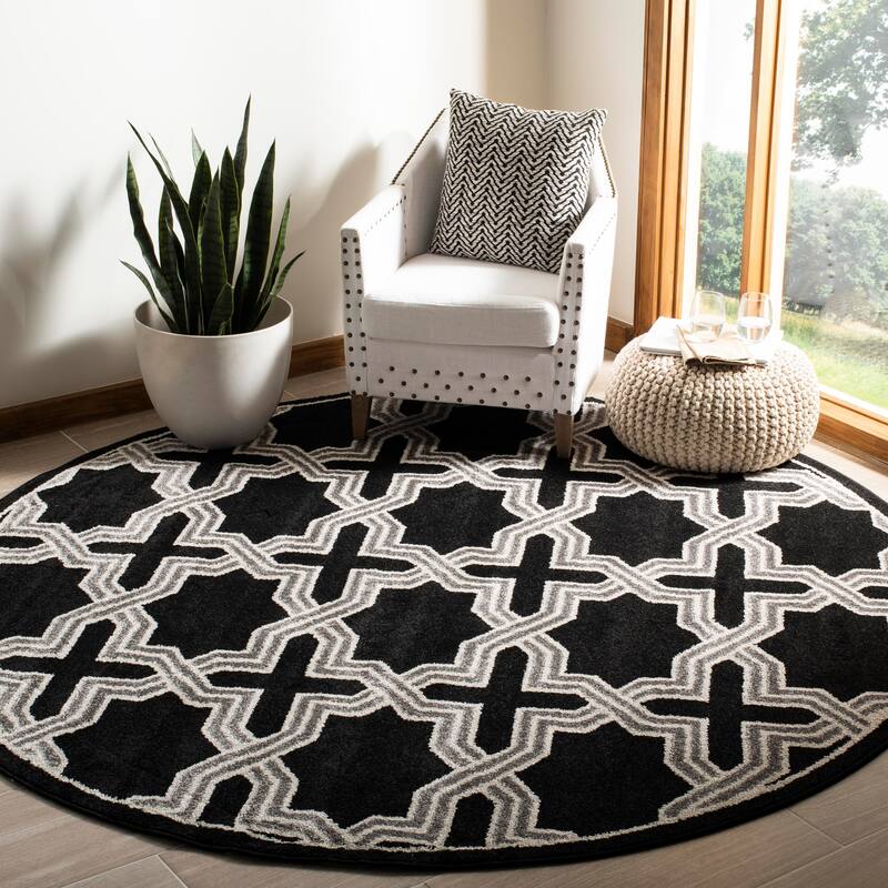 SAFAVIEH Amherst Razieh Modern Rug - 7' Round - Anthracite/Grey