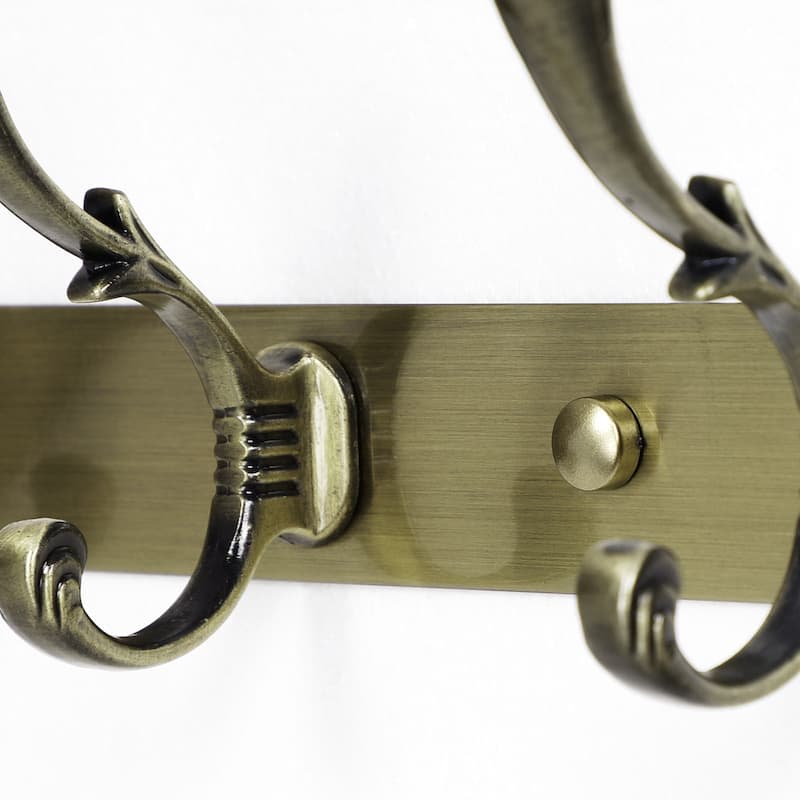 Dual Wall Hook Stainless Steel Base 9.6 Inch 3 Hooks Coat Towel Holder - Bronze - 3 Hooks