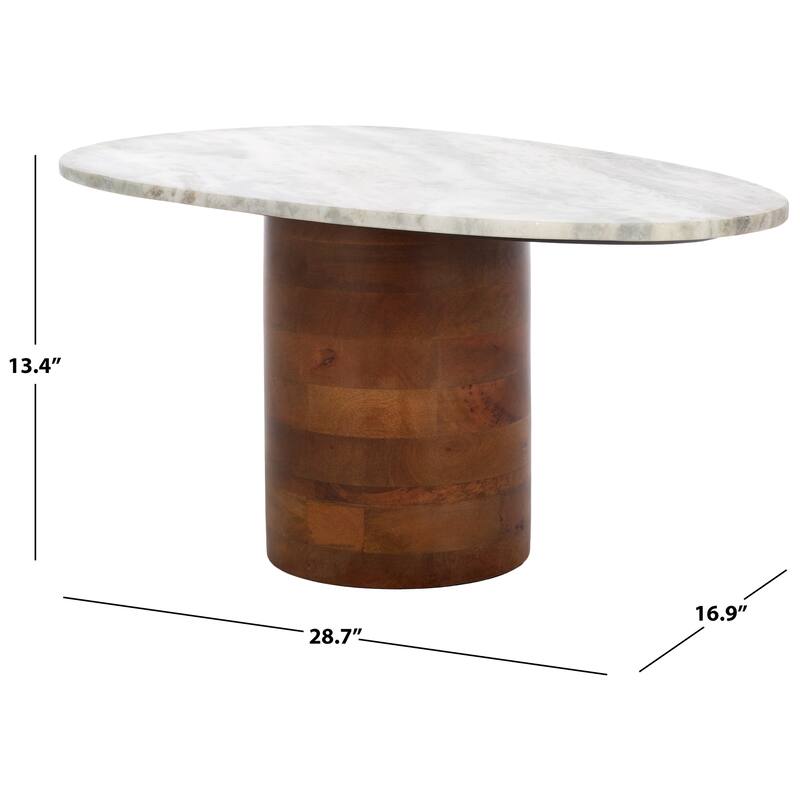 SAFAVIEH Home Mono Large Marble Side Table - 29"W x 17"D x 13"H