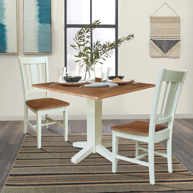 Set of 3 pcs - 36" Square Dual Drop Leaf Table with 2 Chairs