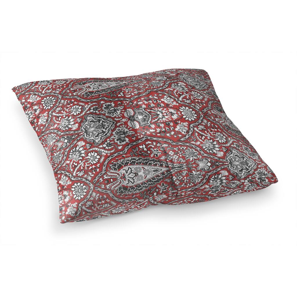 KIRMAN CORAL RED Floor Pillow By Kavka Designs