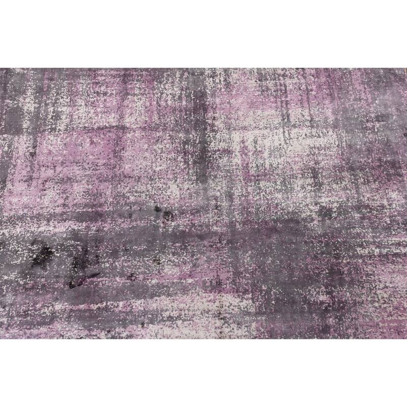 Contemporary Abstract Indian Square Area Rug Hand-Knotted Wool Carpet - 6'8" X 6'9"