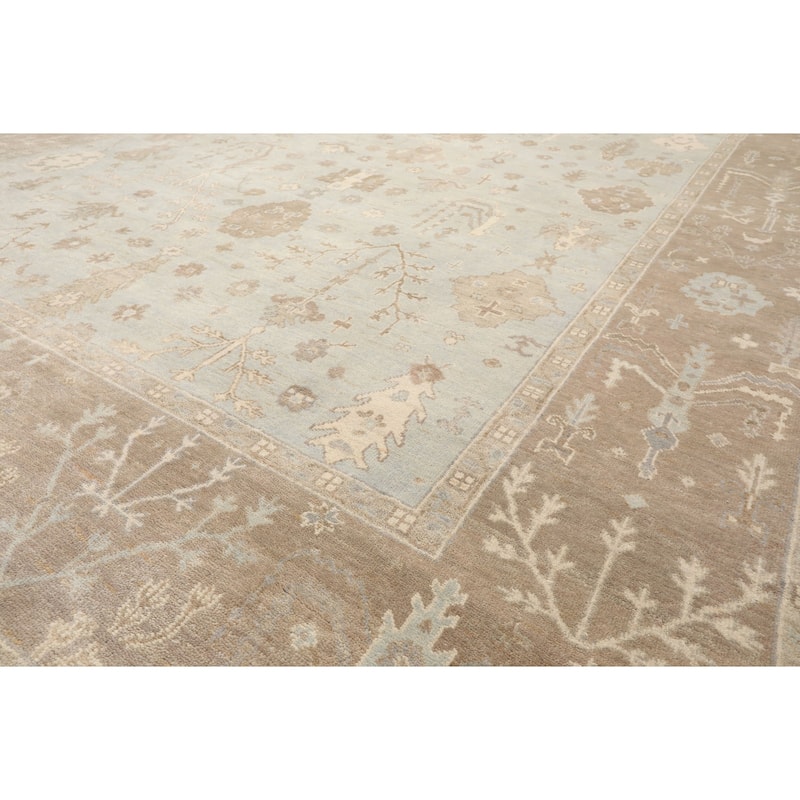 Multi Size Hand Knotted Sage Oushak Wool Area Rug Stone Wash Oriental