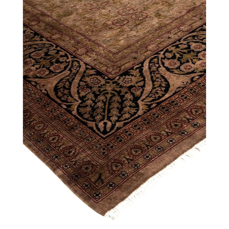 Overton Hand Knotted Wool Vintage Inspired Modern Contemporary Overdyed Brown Area Rug - 6' 3" x 9' 0"