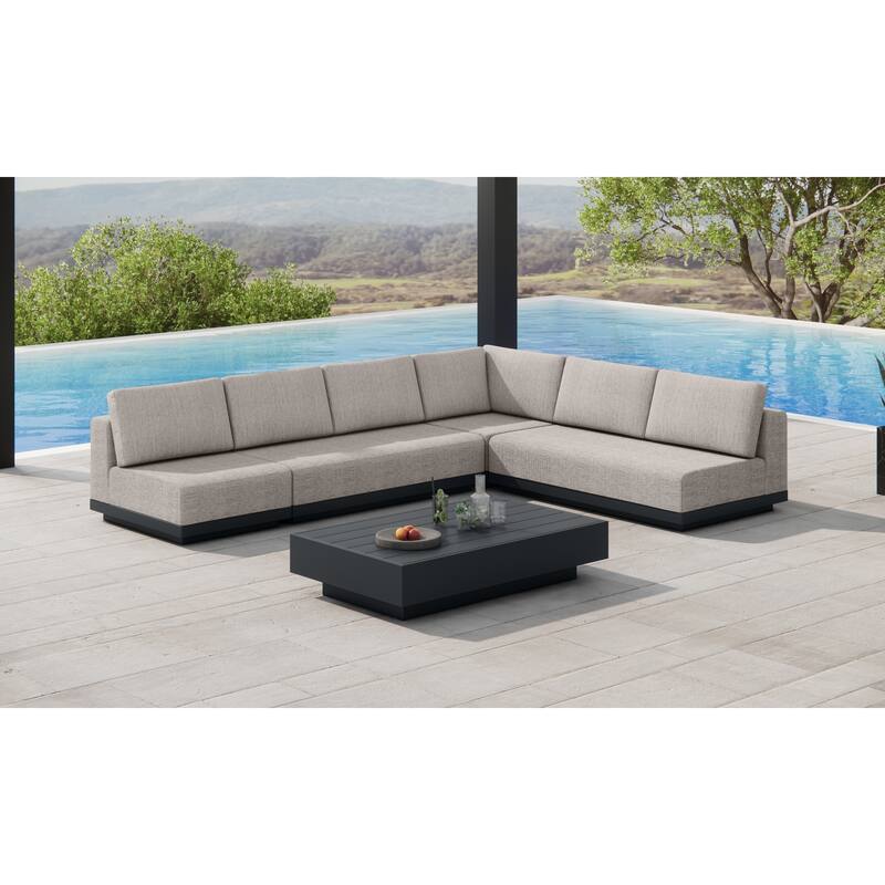 Oslo Aluminum Outdoor Upholstered Sectional Lounge Set- 5-Piece