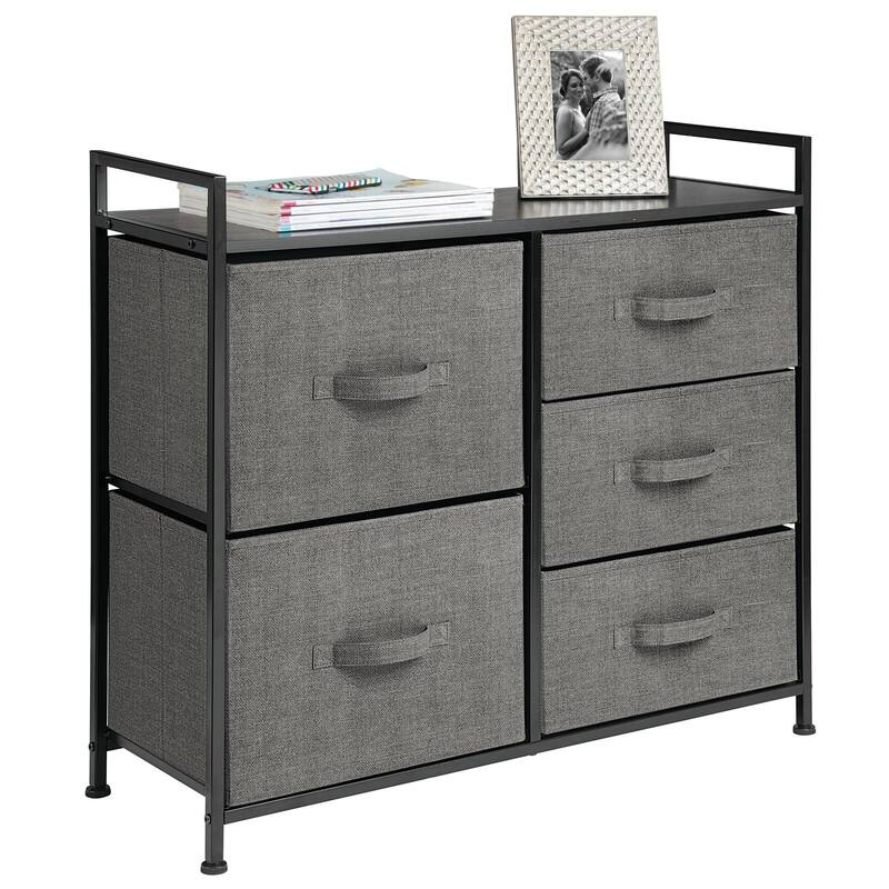 mDesign Wide Dresser Storage Tower Organizer Unit, 5 Drawers