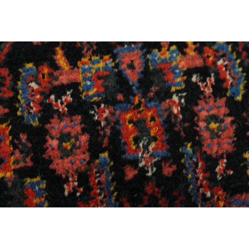 Hand Knotted Oriental 100% Wool Carpet Traditional Geometric Navy Blue & Blues Bibikabad Runner Rug - 18' 10'' X 3' 9''