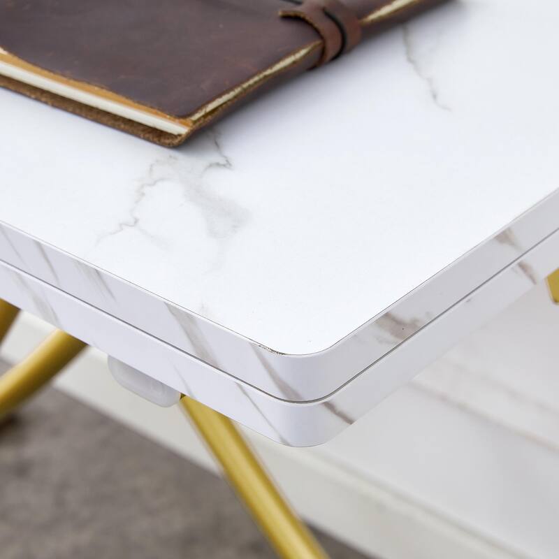 Modern minimalist multifunctional lift table with 0.8 inch thick MDF desktop and golden metal legs,coffee table
