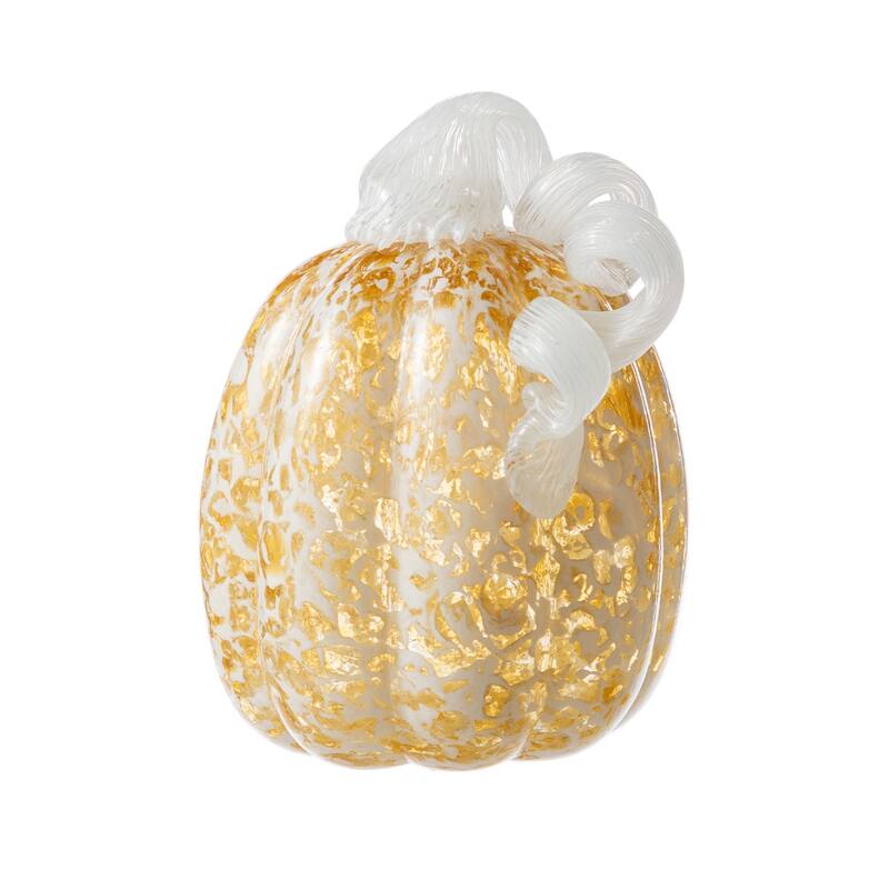 Glitzhome Fall Harvest Handblown Glass Pumpkins Set Thanksgiving Table Centerpieces