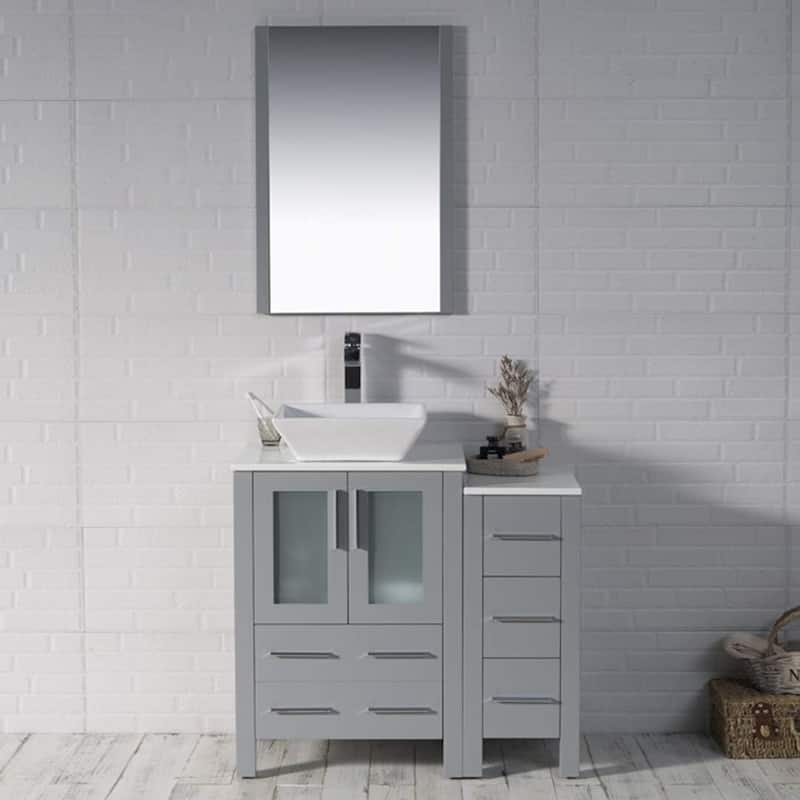 Blossom Sydney 36" Bathroom Vanity with Side Storage Cabinet & Mirror