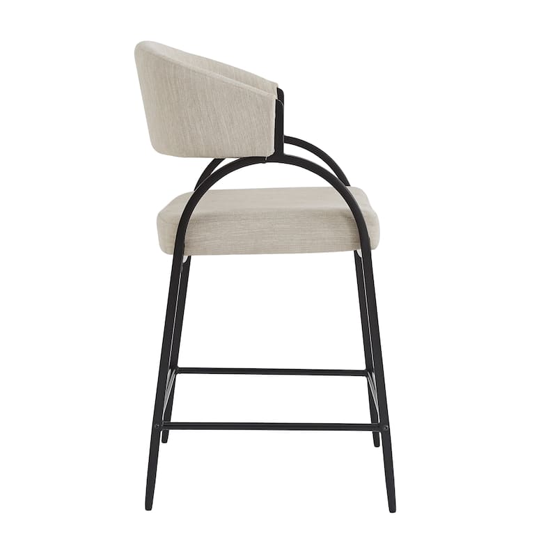 Christopher Knight Home - Upholstered Counter Height Bar Stool Set with Curved Backrest & Metal Frame, Set of 2 - 22.05"W