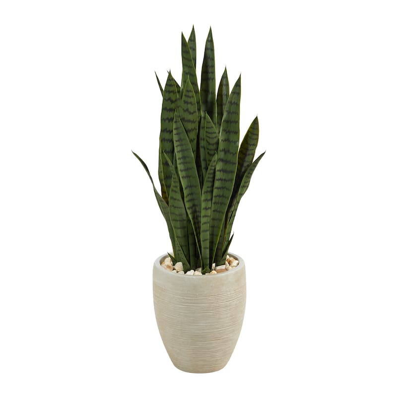 40" Sansevieria Artificial Plant in Sand Colored Planter - 12.5"