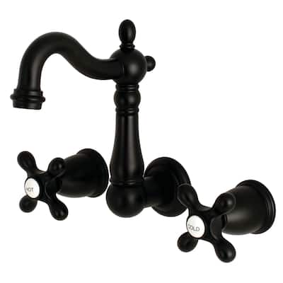 Kingston Brass Heritage Two-Handle 3-Hole Wall Mount Bathroom Faucet