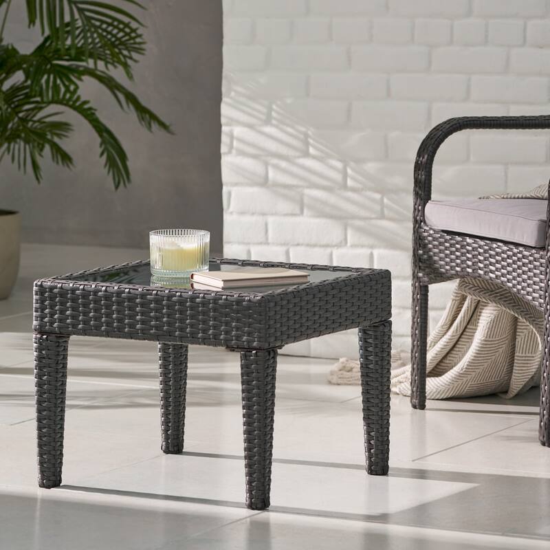 Outdoor Antibes Wicker Side table,Accent table,Brown Multi