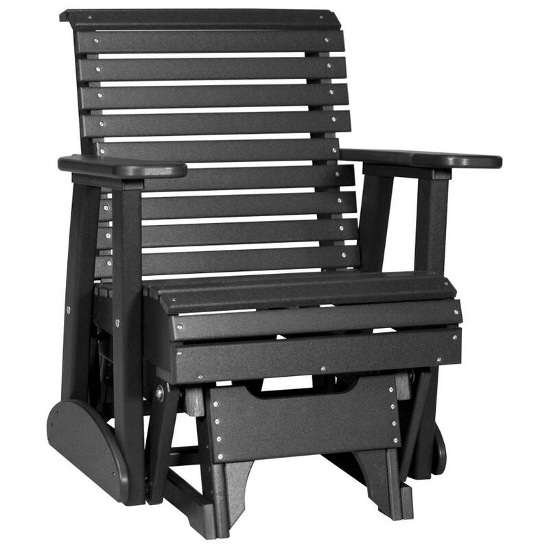 Poly Lumber Plain Rollback Patio Glider - 2' - Black