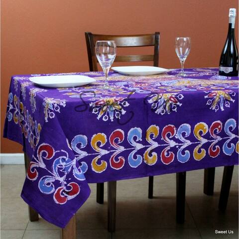 Cotton Snowflake Batik Paisley Tablecloth Rectangle Purple Red Blue Yellow Kitchen Dining Linen