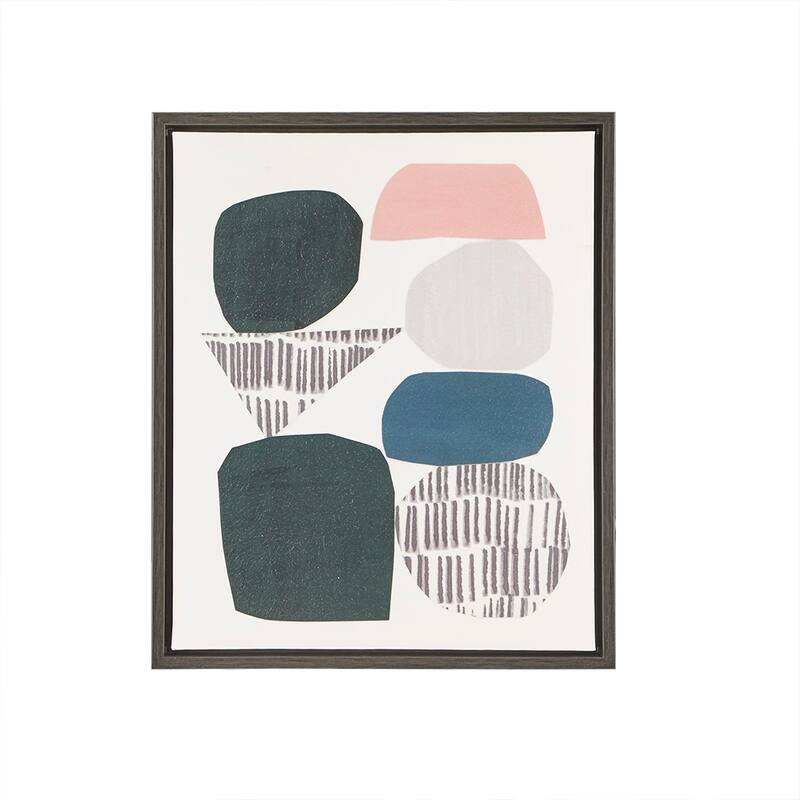 Grey Rock Garden Gel Coat Framed Canvas 2 Piece Set - Black